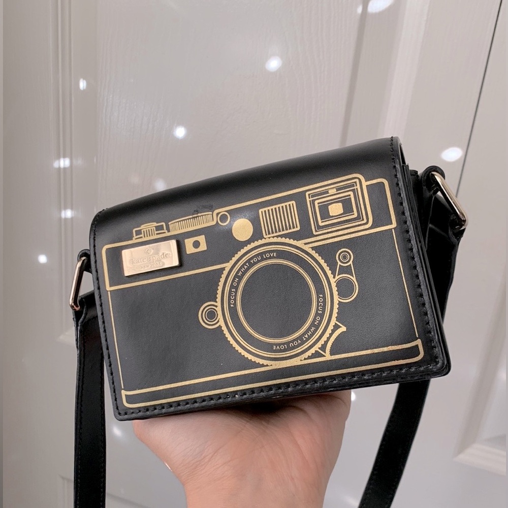 RARE Kate Spade leather novelty camera Gwen LEMON STREET GOLD Crossbody bag